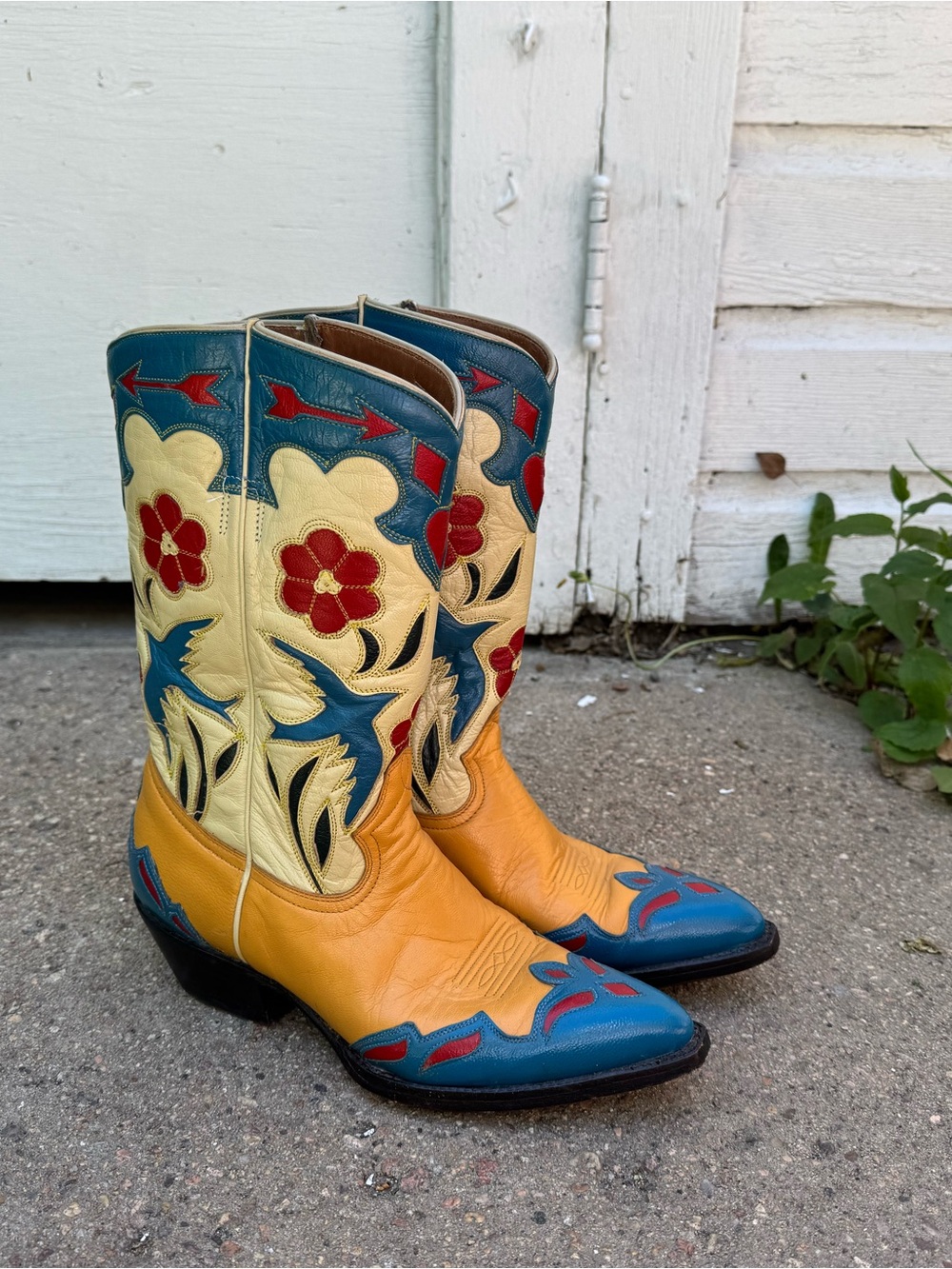 RARE Montana Boot Co. Bluebird & Roses Western Cowboy Boots Size 7 - Picture 3 of 9